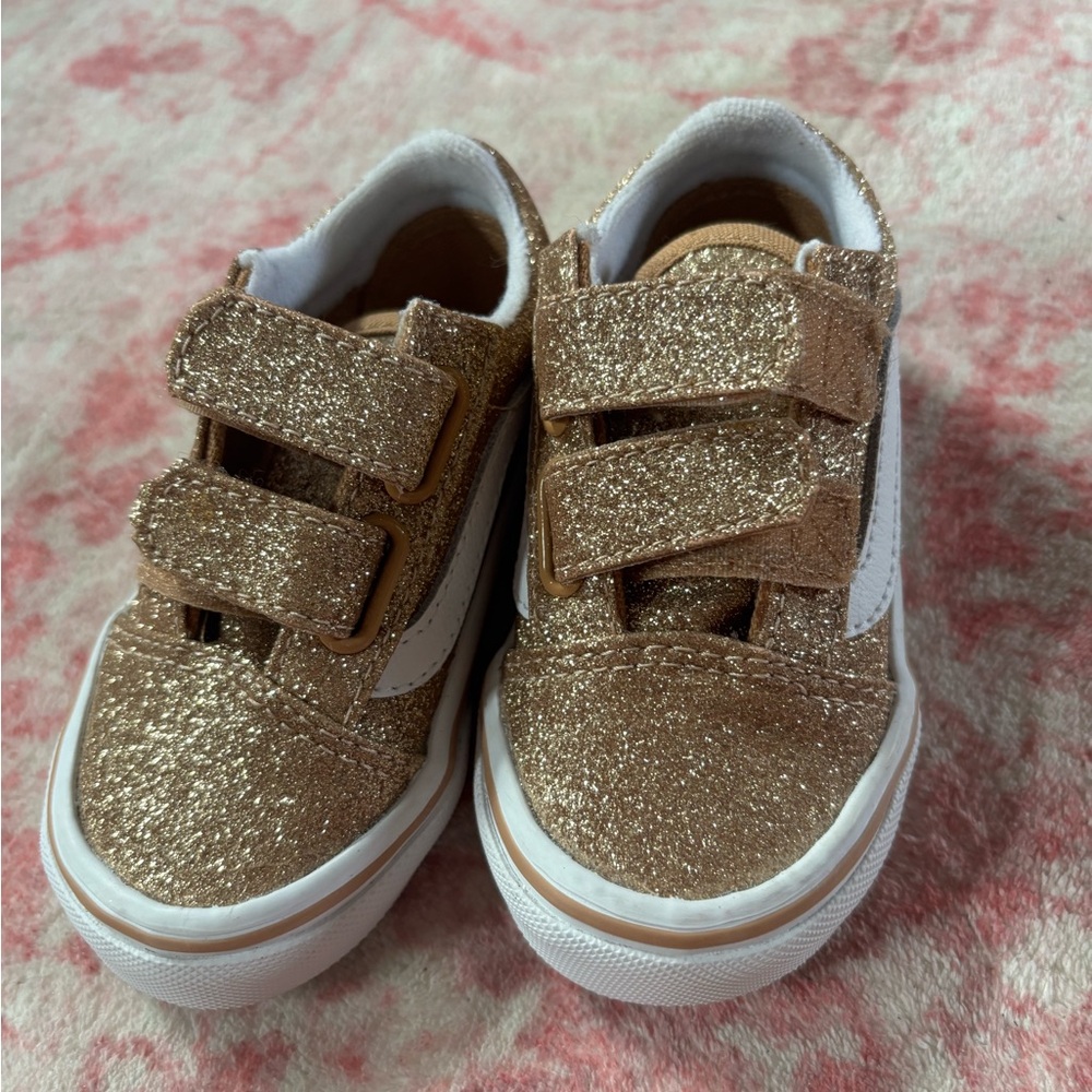 Vans Glittery Gold Toddler Shoes-6C